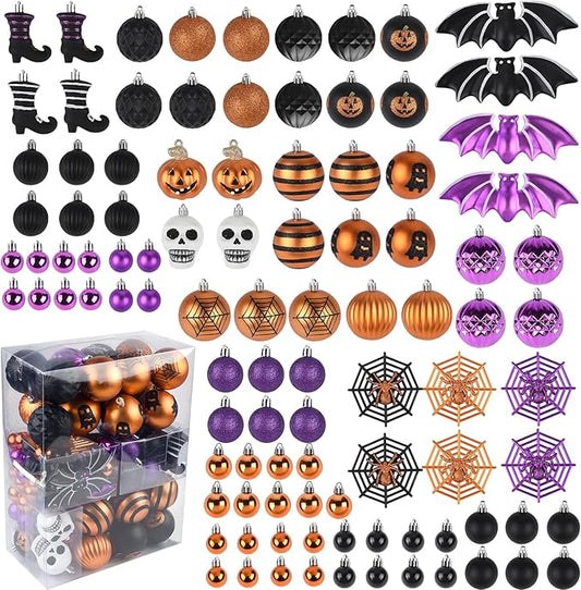 100Pcs Halloween Hanging Ball Ornaments, Ornaments Tree Decorations, Shatterproof Plastic Balls for Cute Holiday Party Indoor Home Decor (100Pcs)