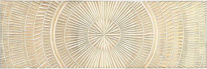 Deco 79 Wooden Geometric Handmade Home Wall Decor Intricately Carved Radial Wall Sculpture with Starburst Design, Wall Art 12" x 1" x 36", Gold