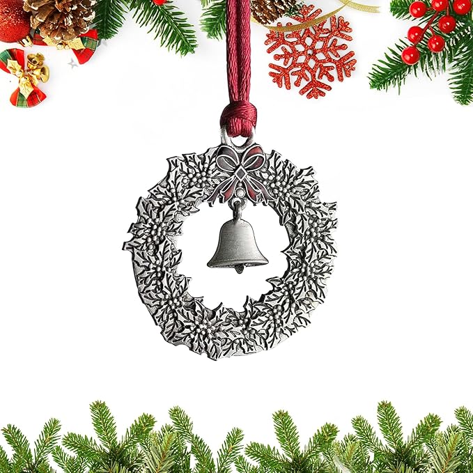 Christmas Ornaments, 2025 Solid Pewter Christmas Tree Ornament Handcrafted Metal DIY Hanging Craft Collectibles for Xmas Trees Home Party Party Gifts (Bell)