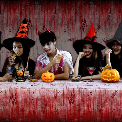 12 Pcs Bloody Print Halloween Photography Background Horror Theme Plastic Backdrop Blood Dripping Tablecloth for Scary Halloween Birthday Party Decor Supplies, 108 x 54 Inch