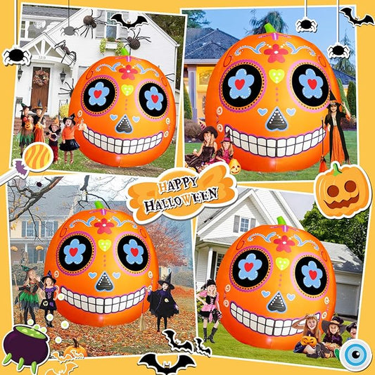 8 FT Halloween Inflatable Pumpkin Decoration Halloween Blow up Giant Pumpkin Inflatables with LED Lights Day of Indoor Outdoor Yard Garden Lawn Holiday Decor