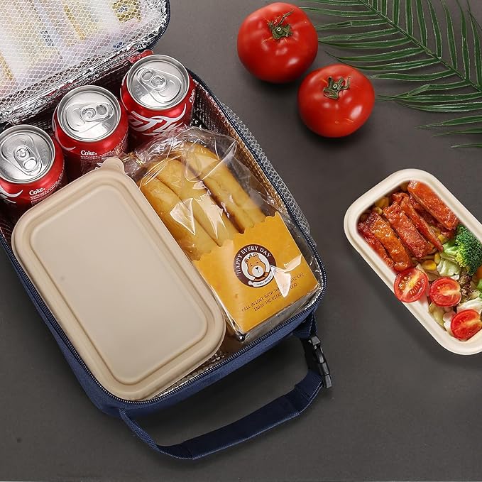 Lunch box Lunch bag for men women Insulated Lunchbox Lunch bags for Work Picnic Travel (Navy blue)