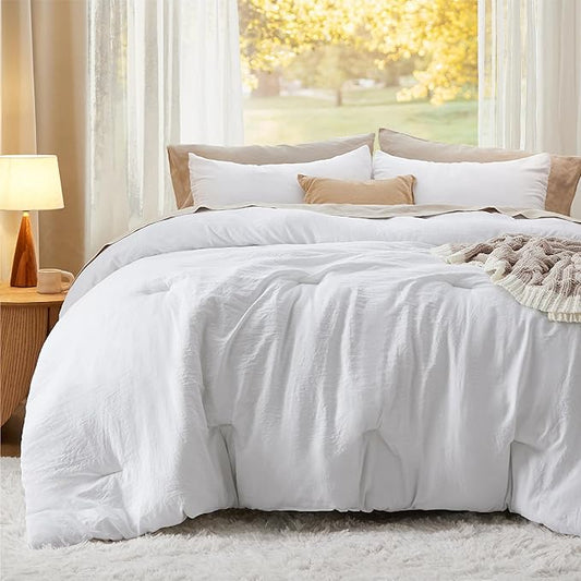 Bedsure Twin/Twin XL Comforter Set, White Soft Prewashed Bedding for All Seasons, 2 Pieces GentleSoft™ Warm Down Alternative Bed Set, 1 Lightweight Comforter (68"x88") and 1 Pillowcase (20"x26")