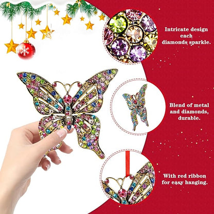 WhatSign Butterfly Christmas Ornaments - Metal Monarch Butterfly Ornament for Christmas Tree Decorations Unique Christmas Keepsake Ornaments Gifts for Girls Women Kids Sister