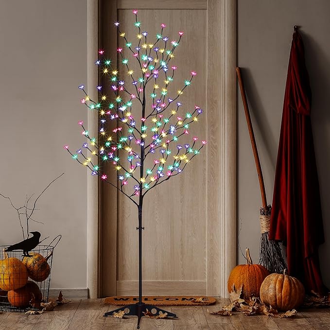 Lightshare 6.5FT LED Lighted Cherry Blossom Tree, 208 LED Warm White to Multicolor, Timer and Dimmer with Remote, Home Garden, Summer, Wedding, Holiday, Party Decoration for Indoor and Outdoor Use