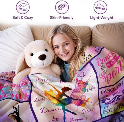 Gifts for Dancers, Dance Gifts Dance Recital Gifts for Girls, Dance Blanket, Dancer Gifts for Girls Teens, Ballet Blanket Gymnastics Blanket on Christmas Birthday Thanksgivings 60x80 in