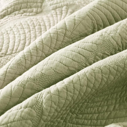 mixinni Green Tropical Palm Tree King Size Quilt Set Soft Cotton Bedspread Coverlet Bed Cover,3-Piece Quilt Set Quilted Bedding Lightweight Coverlet Set -King Size
