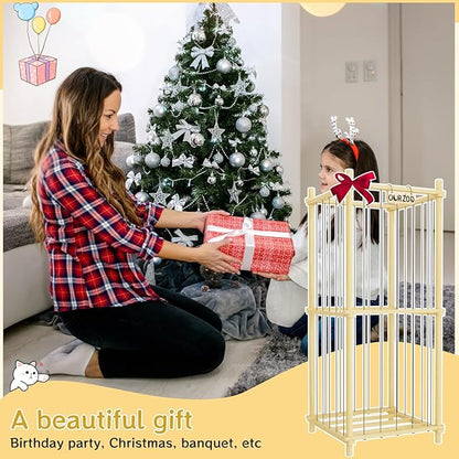 Stuffed Animal Zoo Storage Cage Wooden, 48''(4ft) Wood Extra Large Stuffed Animal Storage Basket, Toy Storage for Big Stuffed Animals, Large Toy Chest for Kids Girls Boys Toy Organizer Holder