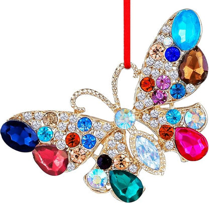 PETCEE Metal Butterfly Christmas Ornaments 2025 Monarch Butterfly Christmas Tree Ornaments Decorations Colorful Butterflies Keepsake Hanging Ornaments Gifts for Her Women Girls Mom Sisters Grandma