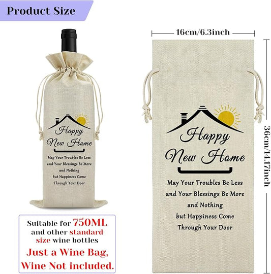 Housewarming Gifts Wine Gift Bags New Home House Homeowner Gift Realtor Gift to Clients House Warming Party Decorations Reusable Burlap Wine Wrapping Bags First Time House Warming Gift for Women