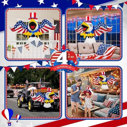 4th of July Patriotic Inflatable Eagle Window Decorations, 4FT Fourth of July Blow Up Inflatable Independence Day Decorations Built-in LEDs for Holiday Party Indoor Outdoor Yard Garden Decor
