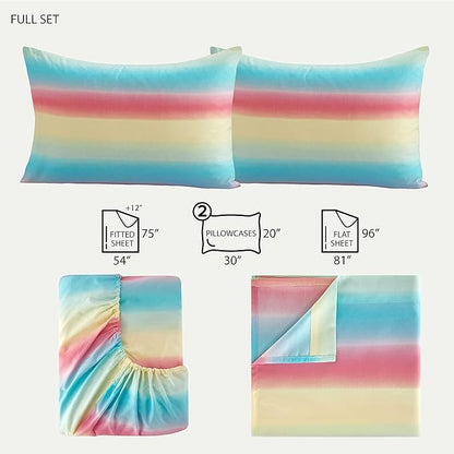 Heritage Kids Rainbow Ombre Full 4-Piece Sheet Set