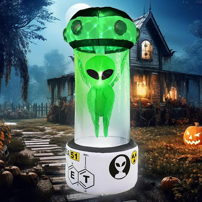 DearSun 7.5FT Halloween Inflatable Alien in Experimental Cabin with Build-in LED Lights, Blow up Halloween Inflatable Outdoor Indoor Decorations Large Party Yard Decoration