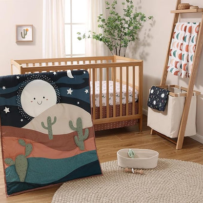 The Peanutshell 5 Piece Baby Crib Bedding Set for Boys & Girls - Newborn, Infant & Toddler Nursery Bed Set Decor with Fitted Crib Sheets, Blanket, Dust Ruffle Comforter - Joshua Tree