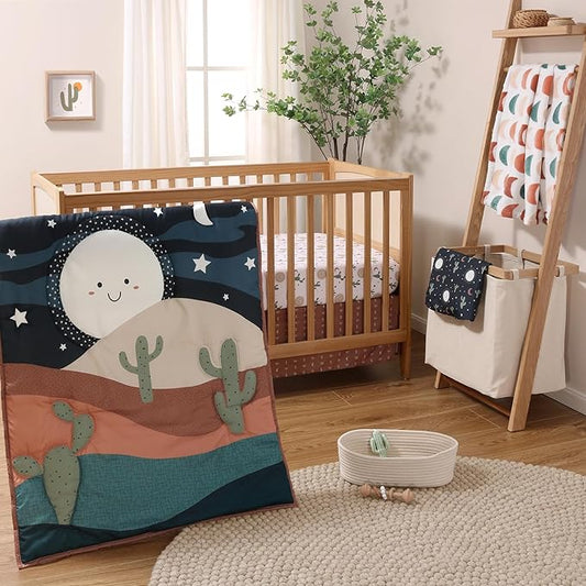 The Peanutshell 5 Piece Baby Crib Bedding Set for Boys & Girls - Newborn, Infant & Toddler Nursery Bed Set Decor with Fitted Crib Sheets, Blanket, Dust Ruffle Comforter - Joshua Tree