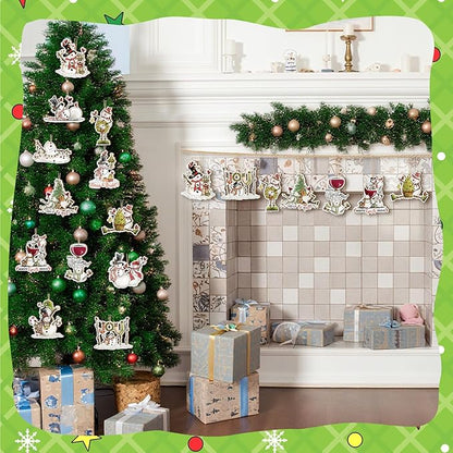 Suzile 36 Pcs Christmas Wooden Ornaments Cute Snowman Christmas Decoration Snowman Ornaments for Tree Winter Hanging Crafts Winter Tree Home Decor for Xmas Holiday Party