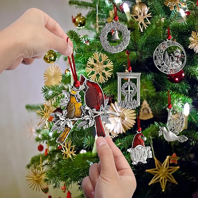 Christmas Ornaments, 2025 Solid Pewter Christmas Tree Ornament Handcrafted Metal DIY Hanging Craft Collectibles for Xmas Trees Home Party Party Gifts (Bird)