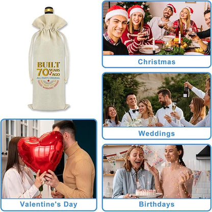 70th Birthday Gifts for Grandma Grandpa Wine Bag 70 Year Old Birthday Gift for Dad Mom 70th Anniversary Wedding Gift for Husband Wife Turning 70 Present for Women Men Decorations Wine Bottle Bag