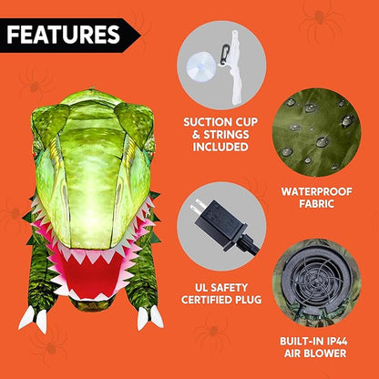 Joiedomi 4.5 FT Tall Inflatable Halloween Window Decorations, Halloween Inflatables Outdoor Decorations, Dinosaur Blow Up Decor Outside for Window Yard Decor