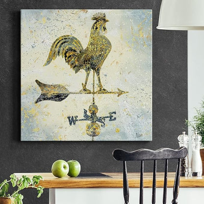 Abstract Wall Art Animals Poster for Bedroom and Living Room,Americana Rooster Wall Art, Ready to Hang, 24'' x 24''