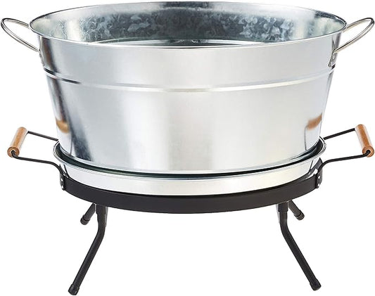 Tablecraft Beverage Tub Set, 6 Gallon, Galvanized/Black