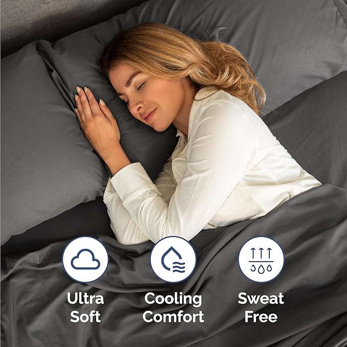 CGK Linens Twin 4 Piece Sheet Set - Cooling Sheets for Hot Sleepers - Hotel Luxury Bedding Set with 8-16 Inch Deep Pockets - 1 Flat & 1 Fitted & 2 Pillowcases - Soft, Comfy & Wrinkle Free - Charcoal