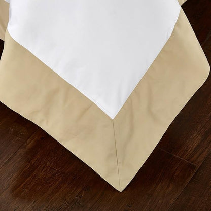 Bicolore Collection Duvet Covers Set 3 Pieces Do Not Include Filling ClassIC European 100% Egyptian Cotton Sateen Luxury 400 Thread Count Frame Patchwork Manufacturing(White/Beige,Queen)