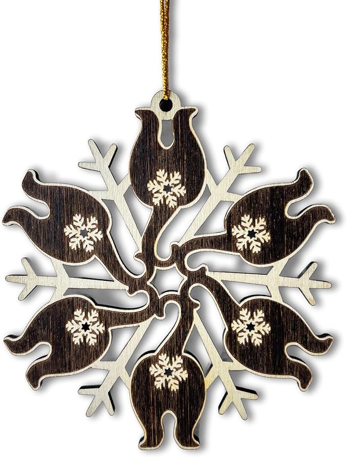 Black Cat Butt Snowflake Wooden Ornament - Funny Cat Lover Holiday Decor - Unique Christmas Tree Hanging Ornament for Pet Lovers - Black Kitten Xmas Tree Hanging Ornament