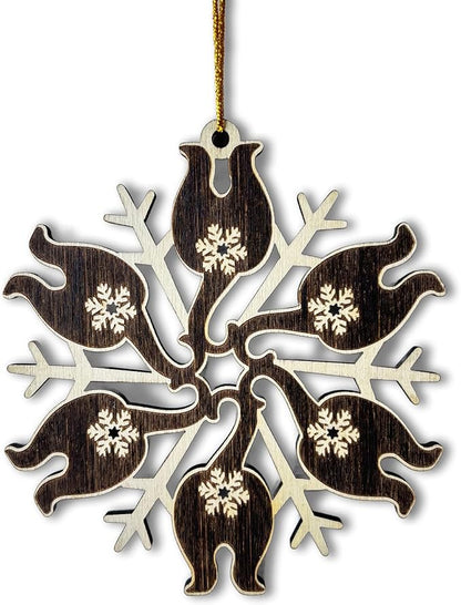 Black Cat Butt Snowflake Wooden Ornament - Funny Cat Lover Holiday Decor - Unique Christmas Tree Hanging Ornament for Pet Lovers - Black Kitten Xmas Tree Hanging Ornament