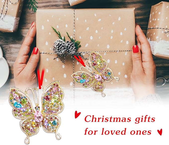 PETCEE Butterfly Christmas Ornaments 2025 - Monarch Butterfly Hanging Ornaments for Christmas Tree Decorations Monarch Keepsake Gifts for Girl Friend Daughter Sister Mother Granddaughter