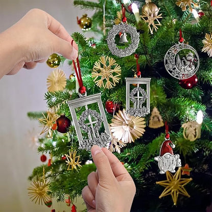 Christmas Ornaments, 2025 Solid Pewter Christmas Tree Ornament Handcrafted Metal DIY Hanging Craft Collectibles for Xmas Trees Home Party Party Gifts (Window)