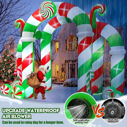 Kalolary 13FT Christmas Archway Inflatables with LED Light, Giant Xmas Candy Arch Inflatable Stereoscopic Blow up Christmas Outdoor Yard Decorations for Square Shopping Mall Lawn Garden Holiday Party