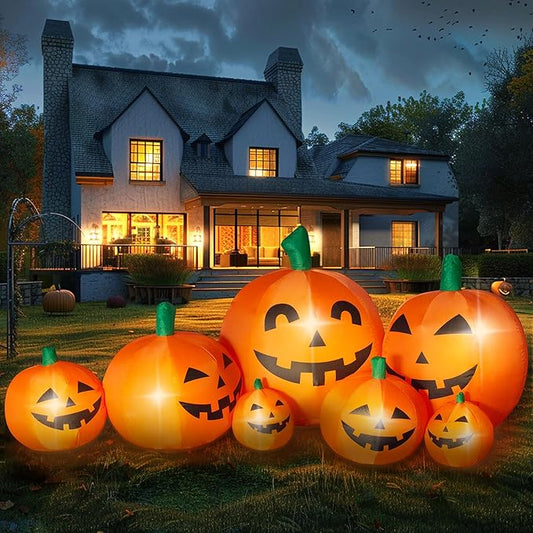 8.7FT Long Halloween Inflatables Outdoor Decorations Pumpkin Large Halloween Decor Outside Blow Ups 7 Built-in LED Lights for Indoor Yard Lawn Party Porch Garden
