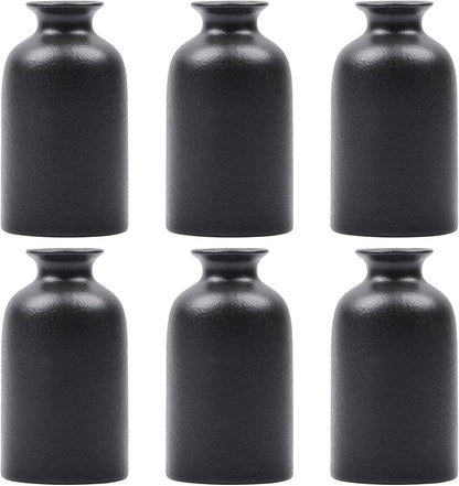 Black Vase for Flowers-Set of 6 Ceramic Small Bud Vases for Flowers & House Plants, Modern Minimalist Decorative Vases, Ceramic Vases for Centerpieces, Home, Shelf, Office, Table, Mantel Decor