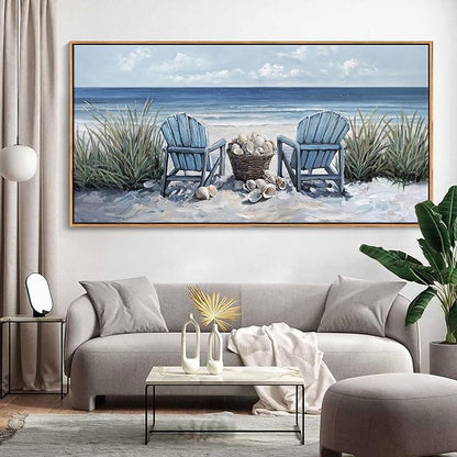 HGUAOA Coastal Wall Art - Large Landscape Wall Pictures for Living Room, Bedroom Pictures, Ocean Beach Artwork, Blue Above Bed Decor, Coastal Landscape Wall Art,Framed Beach Pinting