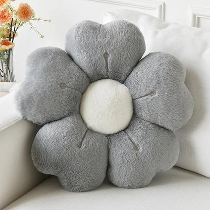 Flower Pillow, Flower Shaped Pillow Decorative Throw Pillows for Bed Couch, Cute Daisy Pillow Dorm Decor Floor Seating Cushion (Grey, 19.6 Inches)