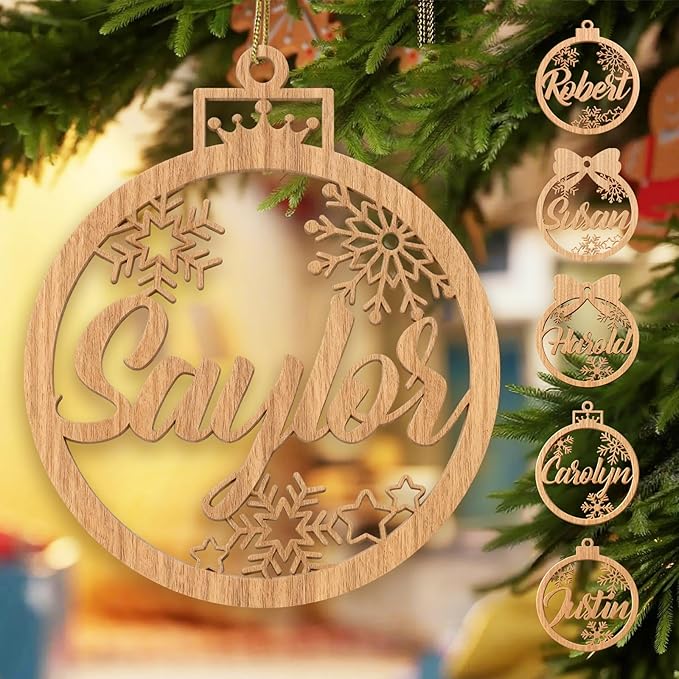 Personalized Name Ornaments for Christmas Tree-Personalized Wooden Christmas Ornaments 2025, Personalised Ornaments for Christmas Tree & 1-5 Styles