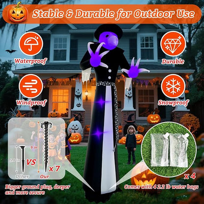 Halloween Inflatables Witch Decorations Outdoor - 12FT Giant Witch Halloween Blow up Yard Decorations with LED Build-in for Garden Lawn Indoor Party Decor