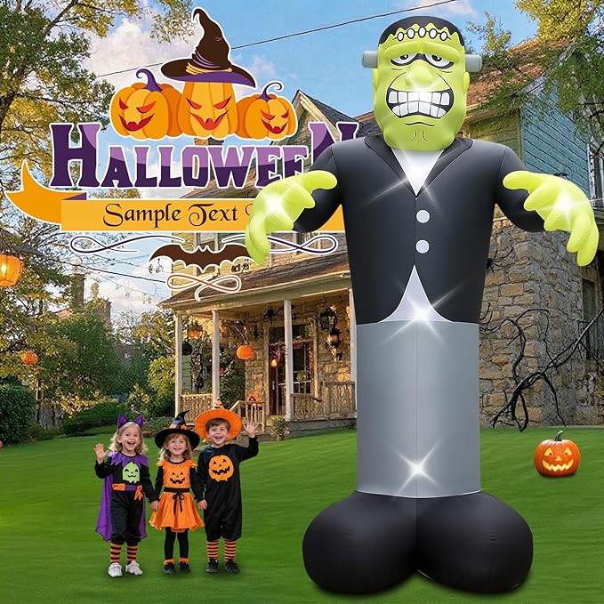 Halloween Inflatables Ghost Decorations Outdoor - 20FT Extra Large Horror Green Monster Halloween Blow up Yard Decorations with LED Build-in for Garden Lawn Indoor Party Decor