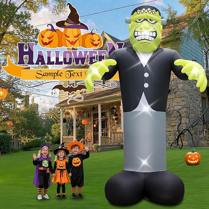 Halloween Inflatables Ghost Decorations Outdoor - 20FT Extra Large Horror Green Monster Halloween Blow up Yard Decorations with LED Build-in for Garden Lawn Indoor Party Decor