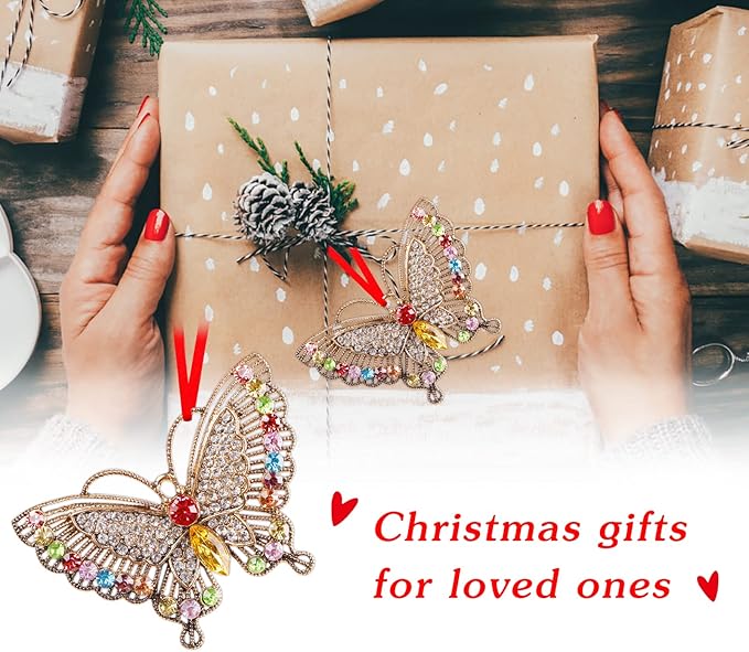 PETCEE Butterfly Christmas Ornaments 2025 - Monarch Butterfly Ornaments for Christmas Tree Decorations Metal Monarch Hanging Tree Ornament Keepsake Gifts for Women Girls Sisters Mom Granddaughter