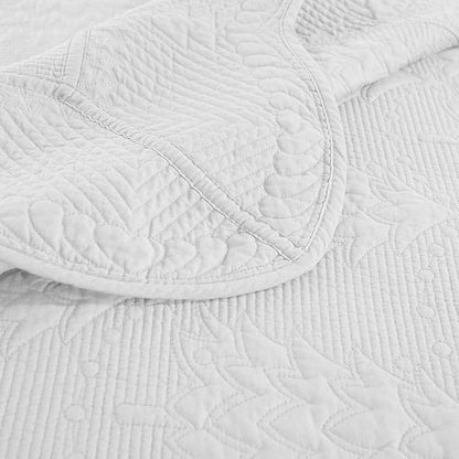 MarCielo 3-Piece Christmas Quilt 100% Cotton Oversized Bedspread Lightweight Coverlet Embroidery Christmas Tree Pattern Bedding Set (TC Bright White, Oversized Queen (100"x106"))