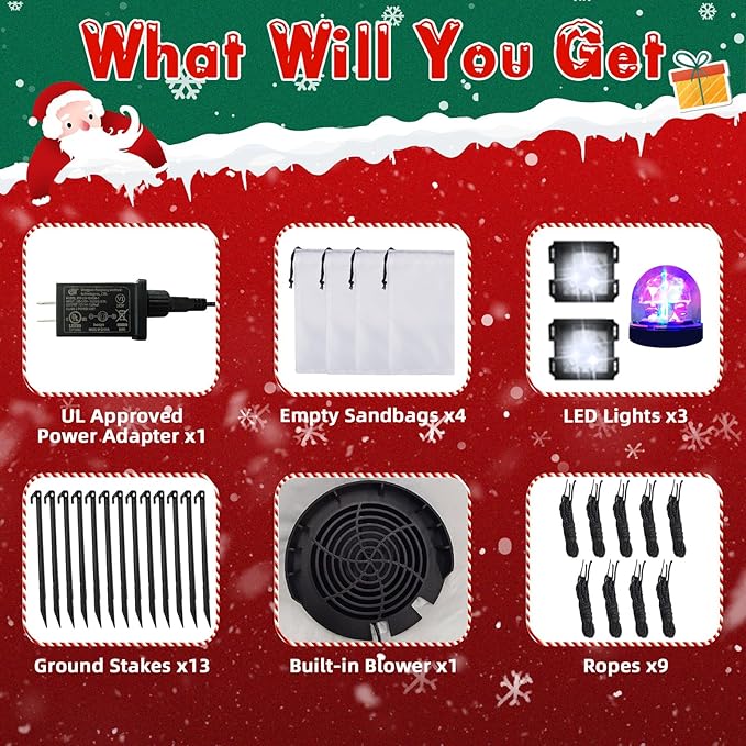 B&D 12FT Giant Christmas Inflatables Snowman Outdoor Decorations, Christmas Blow Up Snowman Inflatables Yard Decoration with Rotating Colorful LED Lights for Holiday Party Garden Yard Outdoor Décor