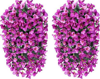 Faux Bougainvillea Artificial Flowers Plants for Outdoor Outside Spring Decoration, 2pcs Fake Silk Long Trailing Vines UV Resistant Realistic for Front Door Porch Planter Urn Patio Balcony Yard, Mix
