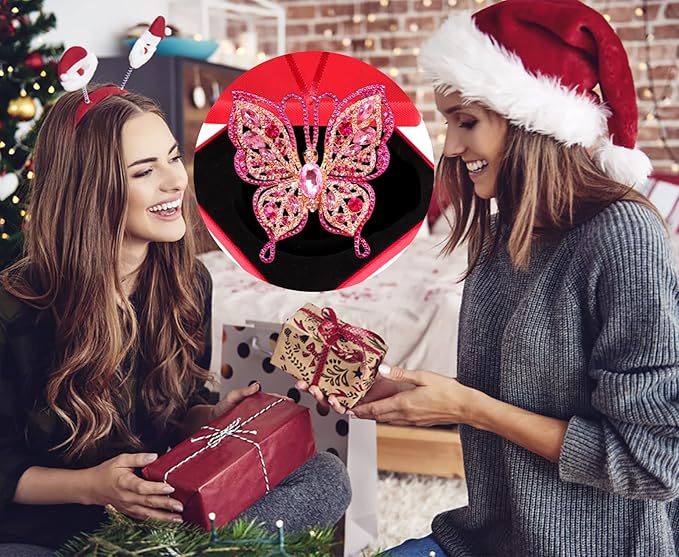 PETCEE Pink Butterfly Christmas Ornaments - 2025 Butterfly Hanging Ornaments for Christmas Tree Decorations Pink Keepsake Gifts for Girls Friends Daughter Sister Mother Granddaughter Grandma