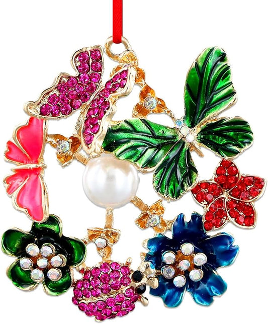 PETCEE Butterfly Flowers Christmas Ornaments Monarch Butterfly Ornaments for Christmas Tree Colorful Butterflies Ornament Hanging Decorations Keepsake Gifts for Women Daughter Mom Granddaughter Girls