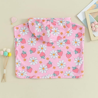 Toddler Beach Towel with Hood Kids Waffle Swim Cover Up Bath Towel Surf Poncho Boys Girls Hooded Beach Towel (Pink, 0-6 Months)