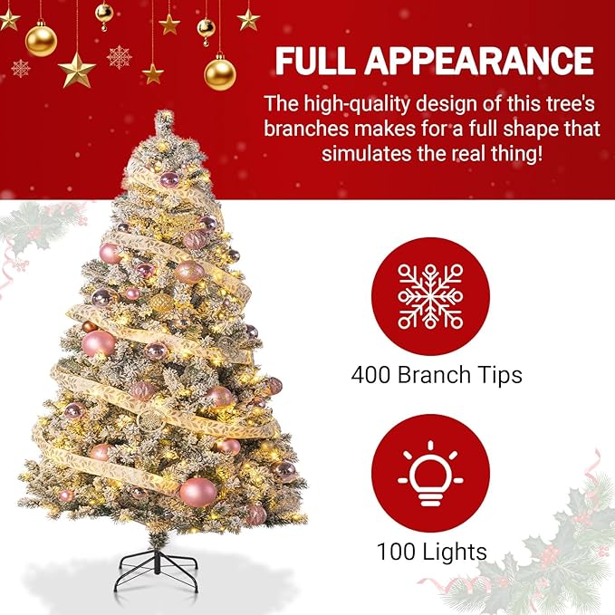 4.5FT Green Artificial Christmas Tree with 400 Feel-Real Tips, Sturdy Metal Stand for Elegant Xmas Decoration in Small Rooms or Offices, Ideal for Adding Christmas Cheer to Limited Spaces