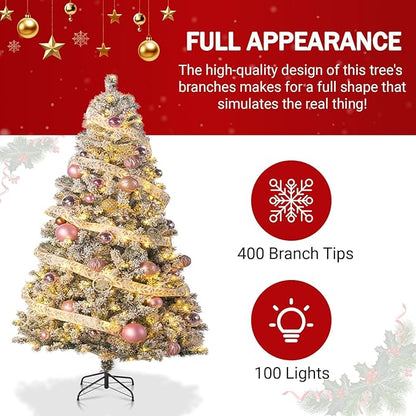 4.5FT Green Artificial Christmas Tree with 400 Feel-Real Tips, Sturdy Metal Stand for Elegant Xmas Decoration in Small Rooms or Offices, Ideal for Adding Christmas Cheer to Limited Spaces