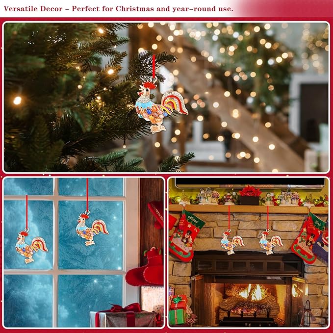 WhatSign Metal Chicken Christmas Ornament - Farm Animal Tree Decoration, Keepsake Gift for Christmas Decor